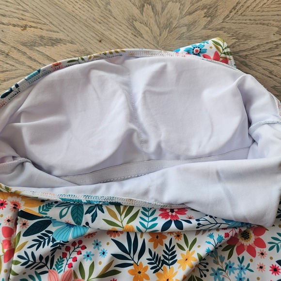 Cottagecore Floral One Shoulder Swimsuit Womens M Multicolor High Cut One Piece - Picture 8 of 10